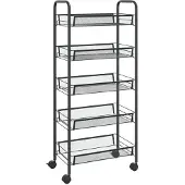 vidaXL Küchenwagen 5 Etagen Schwarz 46x26x105 cm Eisen