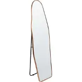 Beliani Stehspiegel Gold Metall 160 cm mit Schmalem Rahmen Asymmetrisch Freistehend Modern Wohnzimmer Schlafzimmer Garderobe Bad Deko Satndspiegel