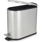 Beldray LA036683SSPEU7 Slimline D-Shaped Pedal Bin 5-Litre, Silver