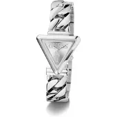GUESS Damen Quarzuhr GW0859L1 Silber 34mm dreieckiges Gehäuse aus recyceltem Stahl