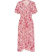 Kaffe Midikleid "Damen Kleid KAbeathe", Damen, Gr. 38, N-Gr, rot (true rot, chalk flower print), Obermaterial: 100% Viskose LENZING ECOVERO CV LenzEcov., Kleider Midikleid