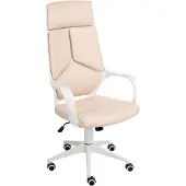 Beliani Bürostuhl Hellbeige und Weiß Kunstleder Höhenverstellbar Drehbar mit Armlehnen Bremsbaren Rollen Modern Arbeitszimmer Drehstuhl Arbeitsstuhl