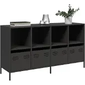 vidaXL Sideboard Schwarz 135x39x73,5 cm Kaltgewalzter Stahl