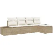 vidaXL Garten-Sofa-Set 5 stk. Beige und Creme Poly-Rattan