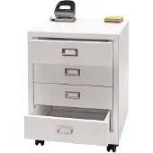 Mendler Rollcontainer HWC-L49, Schubladenschrank Stahlschrank Aktenschrank, Metall 55x40x41cm 4 Schubladen ~ weiß