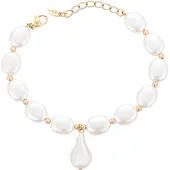 Faina Women Beaded Bracelet in Rose Gold White | Gr.: onesize