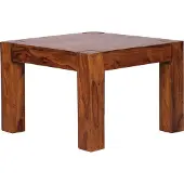 FineBuy Couchtisch Sheesham Massivholz 60x60 cm Quadratischer Wohnzimmertisch Handgefertigt & Naturfarben Beistelltisch aus Echtholz