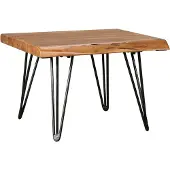 FineBuy Design Couchtisch Massivholz Tisch Baumkante 56 x 38 x 51 cm Sheesham Holztisch mit Metallbeinen Wohnzimmertisch im rustikalen Landhausstil