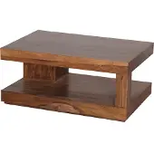 FineBuy Couchtisch Sheesham Massiv-Holz 90 cm Design Wohnzimmer-Tisch dunkel-braun Landhaus-Stil Beistelltisch