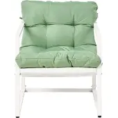 Beliani Gartenlounge Set Grün / Weiß Stahl 4-Sitzer mit Gartensofa Gartensessel Tisch Kissen Modernes Design Outdoor Lounge Gartenmöbel