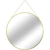 Mojawo Wandspiegel Hängespiegel Spiegel Badspiegel rund Gold mit Kette Ø 30 cm