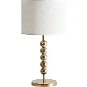 Beliani Tischlampe Messing Metall mit Stoffschirm Trommelform 58 cm Hoch Modern Langes Kabel mit Schalter Schlaf- u. Wohnzimmer Beleuchtung