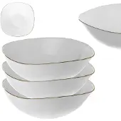 Kadax Glas Salatschüssel 18cm Weiß mit Goldrand 3 Stk.