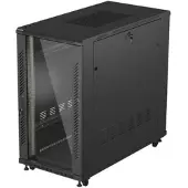 Lanberg 19" 22U Serverschrank freistehend 600x1200 schwarz mit Glastür (Flat Pack)