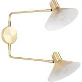 Beliani Wandleuchte Gold Metall 2-Flammig mit 2 Schirmen Kegelform Verstellbare Arme Schwenkarm Modern Industrie Design Schlafzimmer Ausstattung