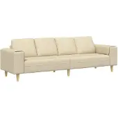 vidaXL Wohnzimmer Couch Creme 250 x 77 x 76 cm Polyester
