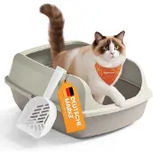 Feandrea Offene Katzentoilette mit hohen Seitenwänden und Schaufel PPT010LH01
