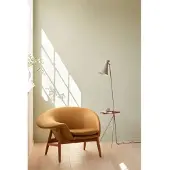 Warm Nordic Cone Stehlampe m/Tisch, cashmere/teak, 144 cm - , Cone, Beige, für Wohnzimmer, Metall, Vintage