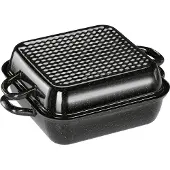 Riess 0110-022 Bratpfanne mit Deckel 26/26, Classic, Profi, Schwarz / Bratform
