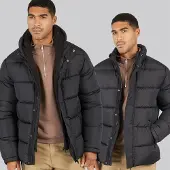 French Connection Herren Row Mid Fleece Jacke Schwarz