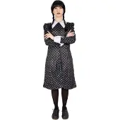 Wednesday Costume with wig Ages 11-12 (31431)