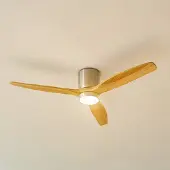 LUCANDE LED-Deckenventilator Faipari, nickel/Holz, DC,132cm Faipari, alu / grau / zink, für Wohn- / Esszimmer, Holz, Modern