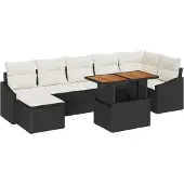 vidaXL Garten-Sofa-Set 8 stk. Schwarz Poly Rattan