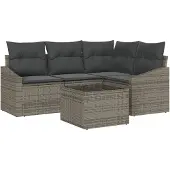 vidaXL Gartensofa-set 5 Stk. Hellgrau Poly-Rattan