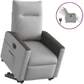 vidaXL Relaxsessel mit Aufstehhilfe Elektrisch Wolkengrau Stoff