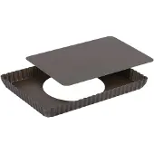Gobel - Tortenform, rechteckig, geriffelt -antihaftbeschichtet - Hebeboden - 290x205 mm Ø außen / 275x195mm Ø innen - H 25mm - 225810