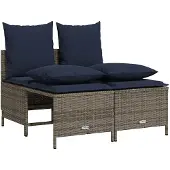 vidaXL 4-teiliges Gartensofa-Set mit Kissen, grau, Polyrattan