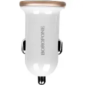 Borofone , Auto-Ladegerät 2 Ports USB 5V/2.1A Schnellladung, Weiß