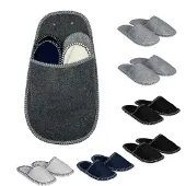 Relaxdays Gästehausschuhe 6 Paar, Hausschuhe Set mit Tasche, Größen 36-45, Filzpantoffeln, Antirutsch-Sohle, mehrfarbig