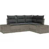 vidaXL Gartensofa-set mit Speicher 4 pcs Grau Poly-Rattan