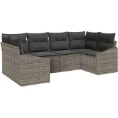 vidaXL Gartensofa-set 6 Stk. Grau Poly-Rattan