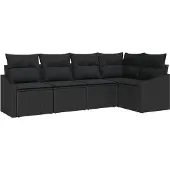 vidaXL Gartensofa-set 5 Stk. Schwarz Poly-Rattan