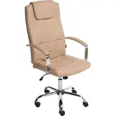 Beliani Schreibtischstuhl Sandbeige Kunstleder Gepolstert Gesteppt Drehbar Höhenverstellbar mit Armlehnen Sicherheitsrollen Wippfunktion Modern Bürostuhl