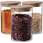 Kadax Glasbehälter mit Bambusdeckel, 1040ml, Set 3 Stck.