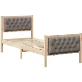 vidaXL Bettrahmen mit Kopfteil Taupe 80 x 200 cm Massives Kiefernholz