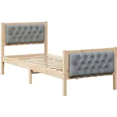 vidaXL Bettrahmen Hellgrau 80 x 200 cm Massives Kiefernholz