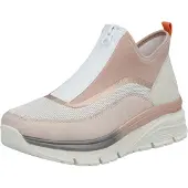 Rieker Schlupfboots , Damen, Gr. 42, Textil, beige (beige kombiniert), Nubuklederimitat, Textil, Schuhe Schlupfboots, Keilabsatz, Freizeitschuh, High Top-Sneaker, Reißverschluss