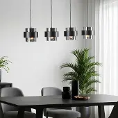 LumenXL Pendelleuchte Faey schwarz mit Rauchglas, 4-flammig