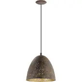 Eglo Pendellampe Safi, 1 flammige Vintage Pendelleuchte im Industrial Design, Retro Hängelampe aus Stahl, Ø 27,5 cm, Braun, gold, E27 Fassung