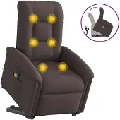 vidaXL Massagesessel mit Aufstehhilfe Dunkelbraun Stoff