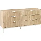 Beliani Kommode Hellbraun MDF 6 Schubladen Metallbeine Griffe Modernes Design Schlafzimmer Wohnzimmer