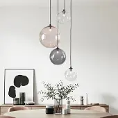 LumenXL 4-Licht-Pendelleuchte Luminor mit verschiedenen Glaskugeln
