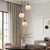 LumenXL 3-Licht-Pendelleuchte mattschwarz mit Marmoroptik - Marmore