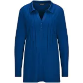 Goldner Kurzgröße: Halbarm Blusenshirt mit Hemdkragen in royalblau | Gr.: 23