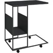 vidaXL Beistelltisch mit Rollen Schwarz 55x36x63,5 cm Holzwerkstoff