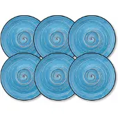 Wilmax Untertasse 14 cm Blau Porzellan, 6er Set